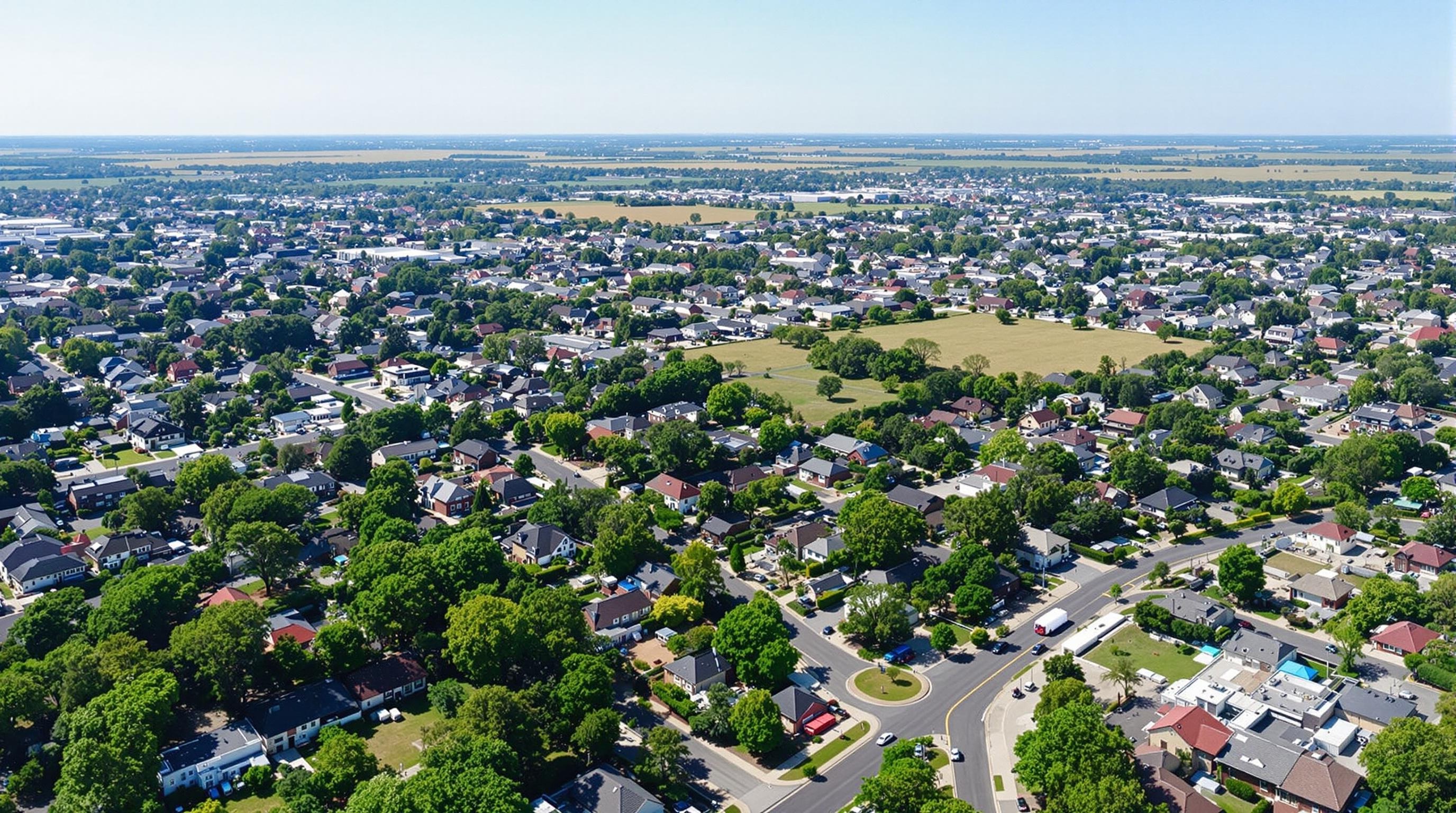 Aerial panorama working class neighborhood Smyrna Tennessee