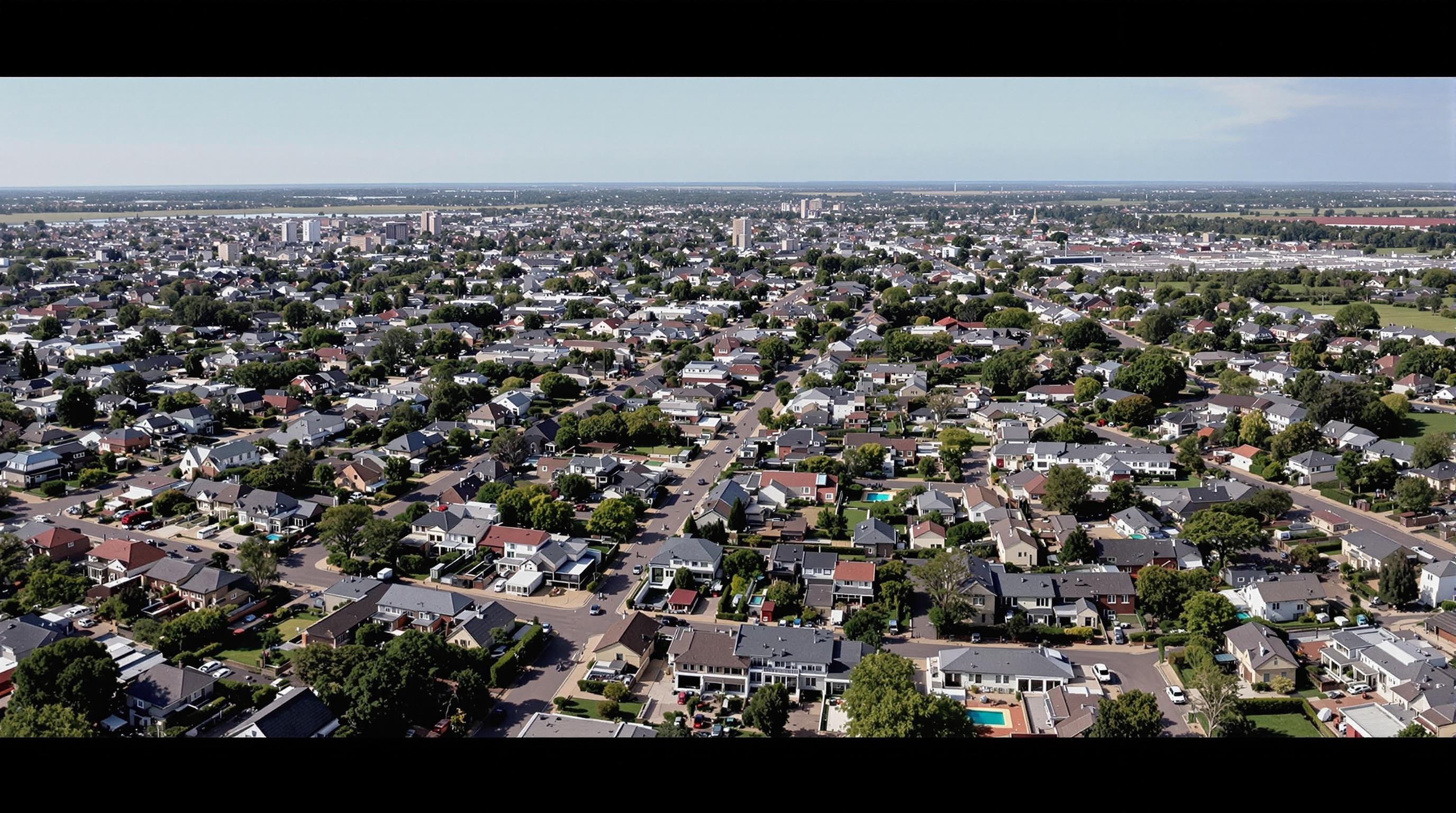 Elevated view working class suburb Springfield Tennessee