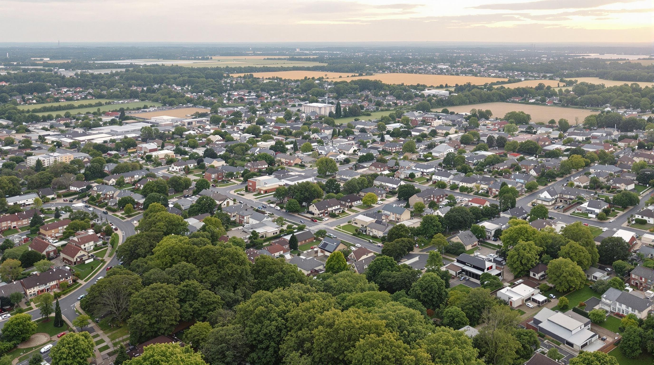 Elevated view working class suburb Tullahoma Tennessee