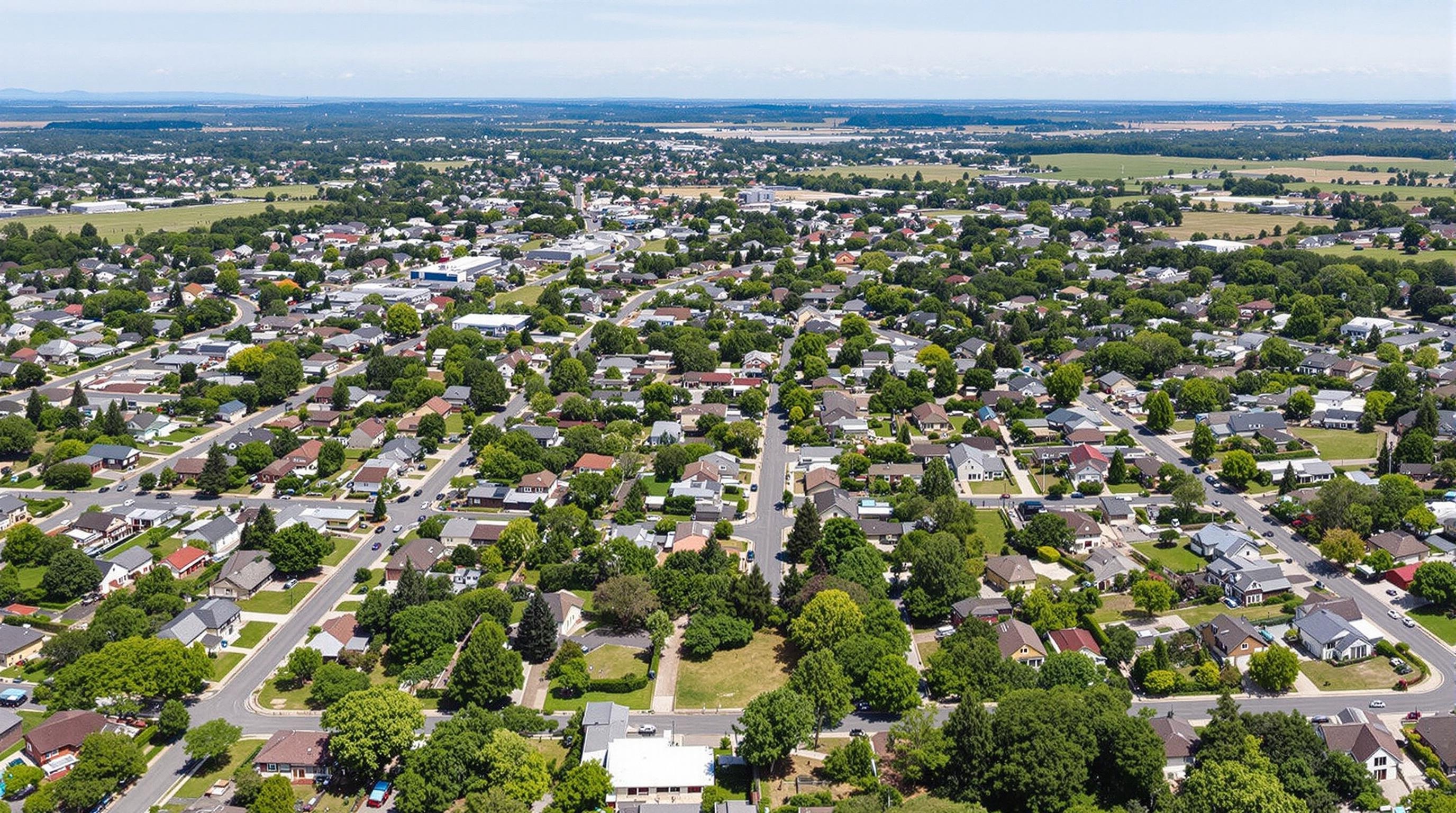 Aerial view working class neighborhood Burlington Wisconsin